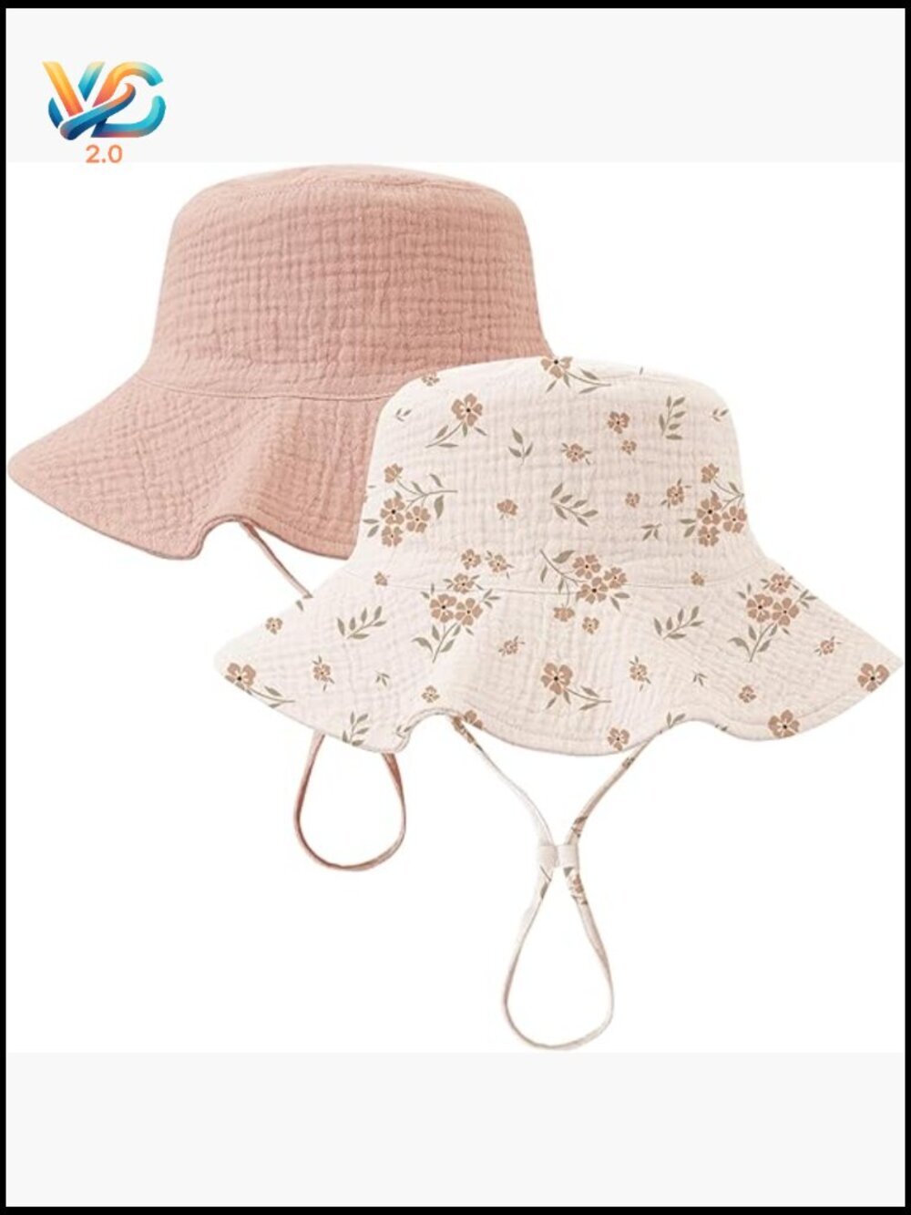 UPF 50+ Muslin Sun Hat Baby Bucket Hat Wide Brim Adjustable Chin Strap